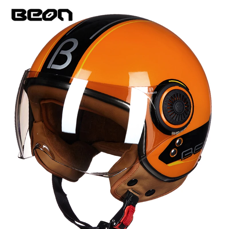 Мотоциклетные шлемы BEON B110B винтажная техника защитное снаряжение 3/4 полушлем для