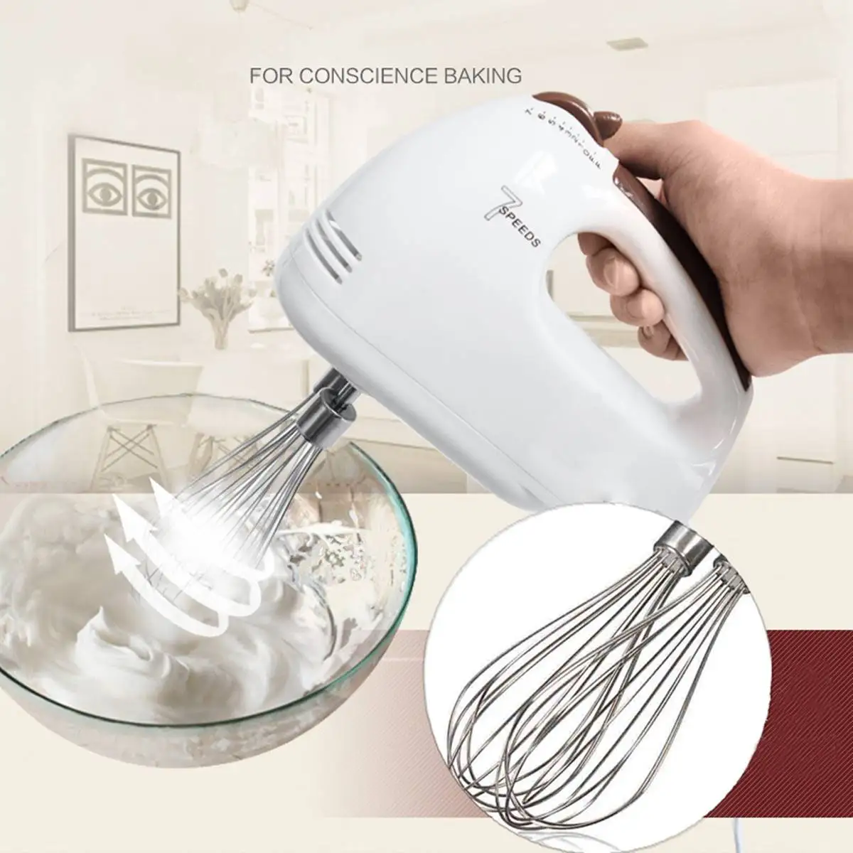 220V 100W 7 Speed Electric Handheld Food Whisk Beaters Household Mini Blenders Home Eggs Cake Food Mixer Beater Kitchen Tool