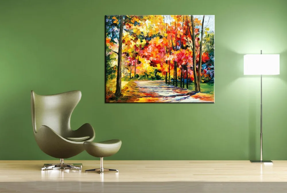 Высококачественная современная абстрактная Осенняя дорога ручной работы пейзаж