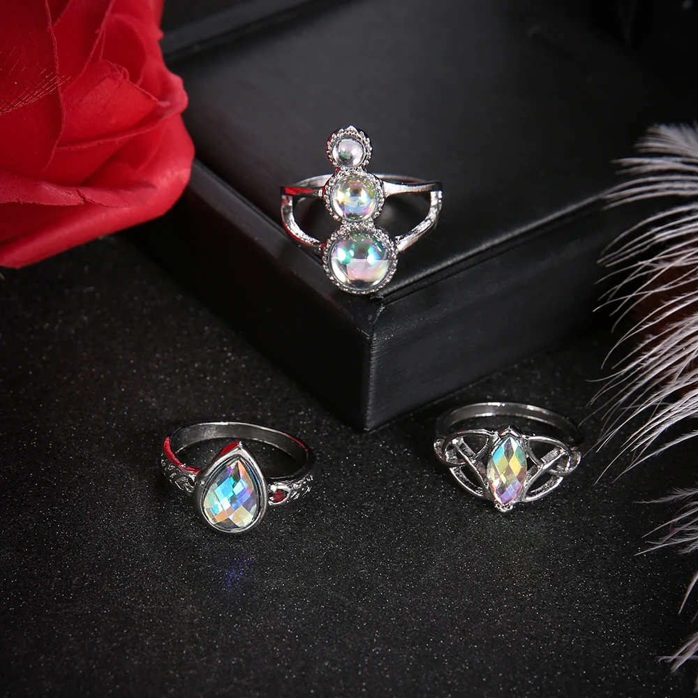 Модный кристаллический камень кольцо на фалангу 3 шт./компл. | Украшения и