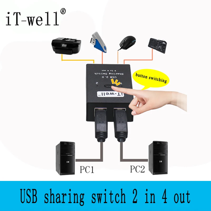 Ручной переключатель с разъемом USB 2 0 в 4 выхода клавиатуры и мыши обмена