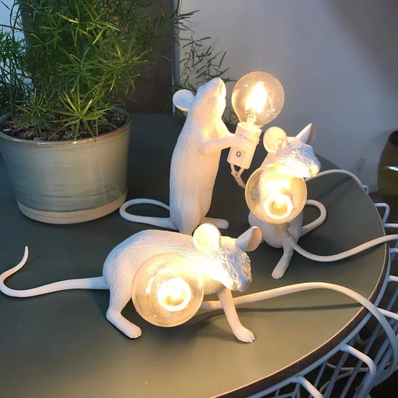 SELETTI современный смоляный стол с мышкой светодиодный E12 крыса настольная лампа