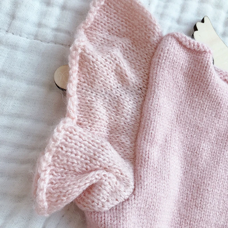 Милый удобный хлопковый трикотажный комбинезон с оборками для новорожденных