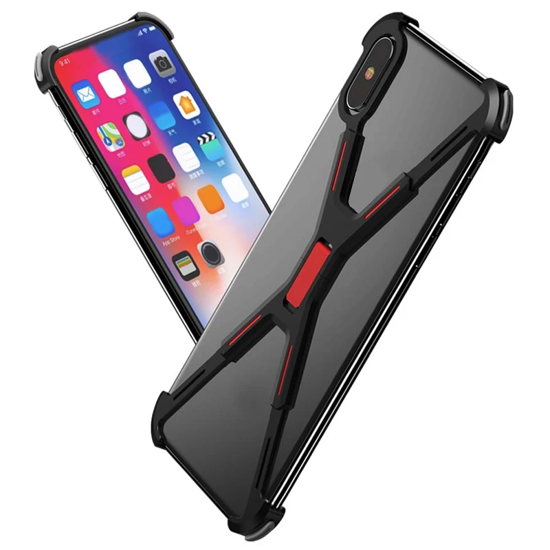 Совместимый для XS Max угловой бампер, металлический чехол с пряжкой без блокировки сигнала противоударный чехол-рамка