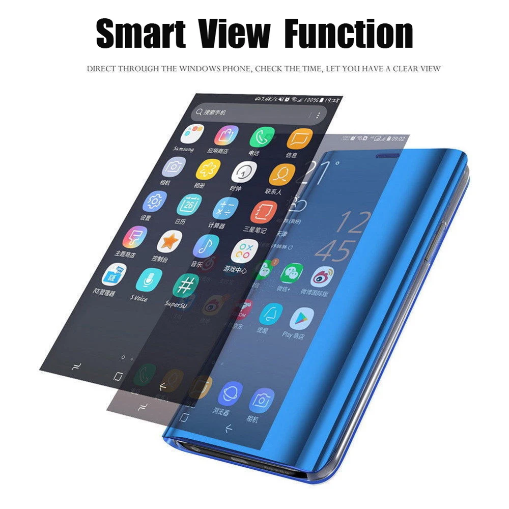Роскошный кожаный чехол книжка для samsung Galaxy S10 плюс 5G S9 S8 Note10 9 8 + зеркало заднего