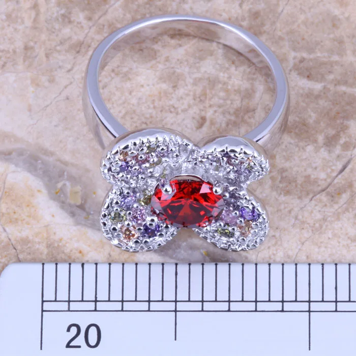 Замечательный многоцветный красный гранатовый серебряное покрытие женское