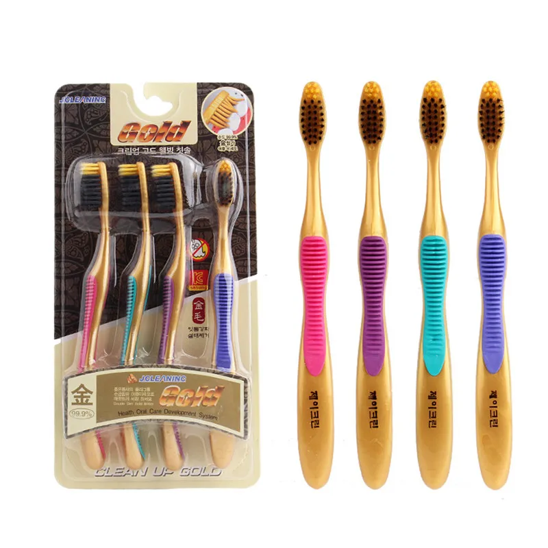 Высокое качество 4 шт. Ультра мягкий бамбуковый зубная щетка из древесного угля