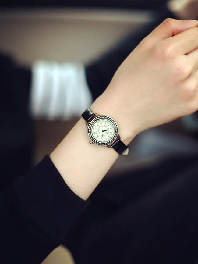 Часы женские винтажные с римским циферблатом кварцевые ремешком|Женские