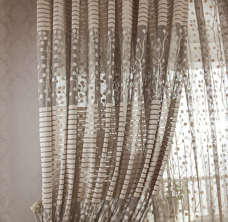 Тюль с цветочным узором занавеска в виде листика дерева Декор для дома дверная