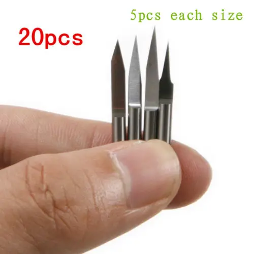 20pcs 10 15 20 30 degree 3.175mm Carbide PCB Engraving Bits CNC Router Tool 0.1mm | Инструменты