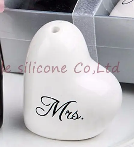 Белый Love heart Mr& Mrs керамический шейкер для соли и перца xxoo круглый квадратный 60 шт. 30 комплектов Свадебные сувениры предметы для вечеринки подарок гость - Цвет: Белый