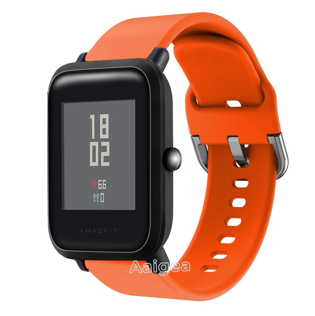 orange Мягкий силиконовый ремешок для часов для Xiaomi Huami Amazfit Bip BIT PACE Lite, Молодежный сменный спортивный браслет 20 мм, ремешок на запястье - Цвет ремешка: orange