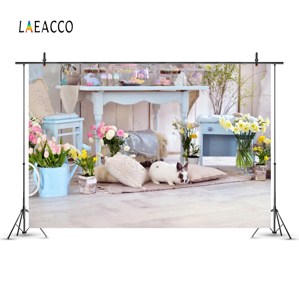 Laeacco весенние цветы Декор интерьер Пасхальная сцена фотографии фоны индивидуальные фотографические фоны для фотостудии