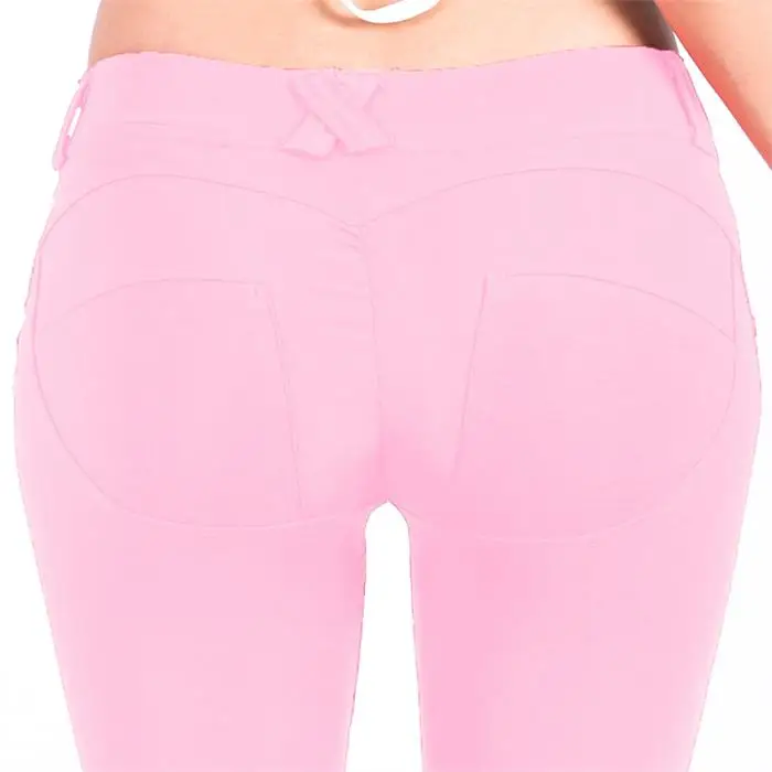 6007 pink Женские штаны для фитнеса, бега, низкая талия, плотные эластичные спортивные штаны, леггинсы, джеггинсы, сексуальные, Хип, пуш-ап, Леггинсы для йоги - Цвет: 6007 pink
