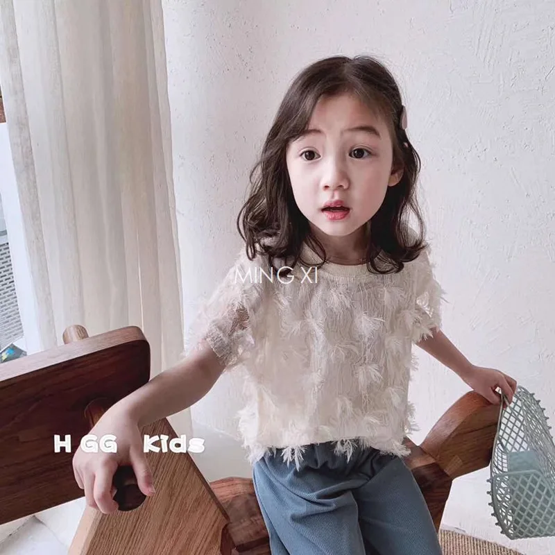 Новинка 2019 года летняя детская одежда для девочек футболка рубашка с сломанными