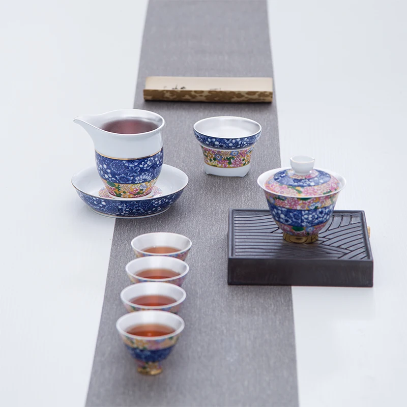 Jingdezhen Blue and White Porcelain Tea Strainer Office Ceremony Accessories Silver Enamel Cha Leaves Filter Collection Gift | Дом и сад