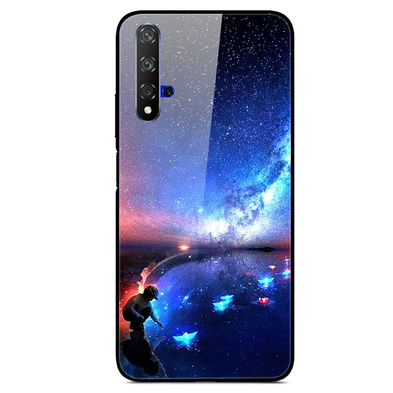 Белый Чехол для huawei Honor 20, Жесткий Чехол из закаленного стекла с принтом, чехол для huawei Honor 20 Pro Lite Honor20 YAL-L21Cover Fundas - Цвет: Белый