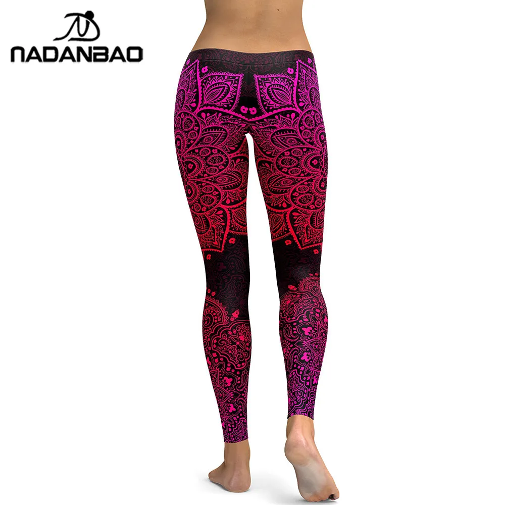 Женские леггинсы с принтом мандалы NADANBAO Новые поступления эластичные красным