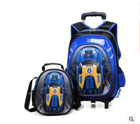 2 wheels blue 3D школьные сумки на колесиках, школьные рюкзаки на колесиках, детские школьные рюкзаки на колесиках для мальчиков, детские дорожные сумки - Цвет: 2 wheels blue