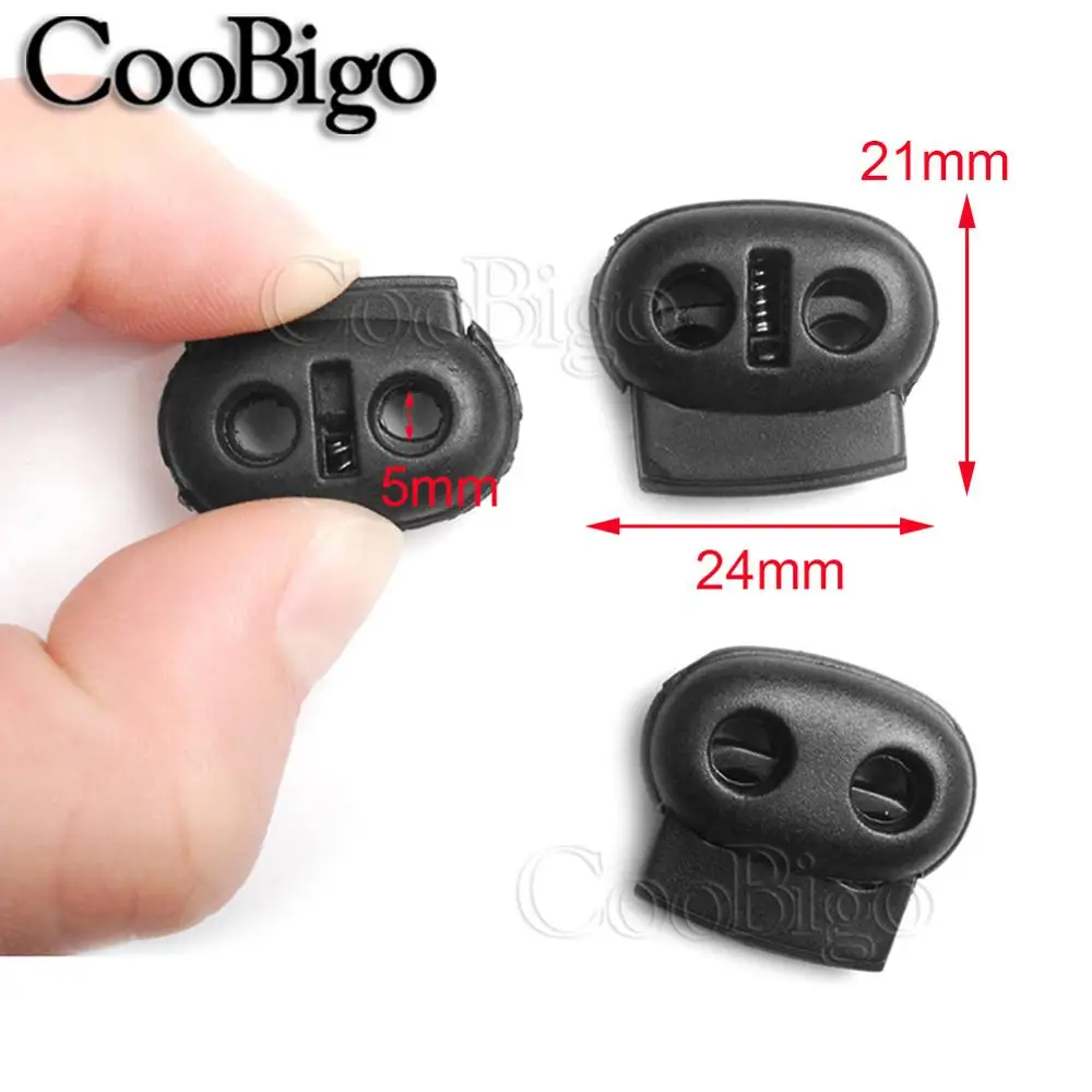 C black 500 шт Bean Замок для шнура тумблер зажим пластик 2 отверстие для шнура с торцевым стопором для одежды веревка Блокировка для шнурков спортивная сумка аксессуары - Цвет: C black
