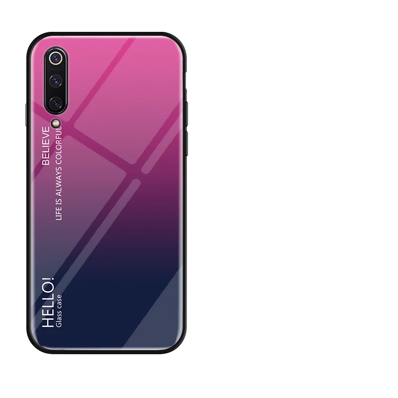 Глянцевый чехол из закаленного стекла для Xiao mi 9 mi x 2S Re mi Note 7 Note 5 Pro Note 6 mi 8 Lite POCOPHONE F1 Aurora градиентный чехол - Цвет: Светло-фиолетовый