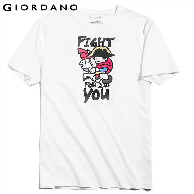 Мужские и женские футболки для пар Giordano стильная футболка унисекс с графическим