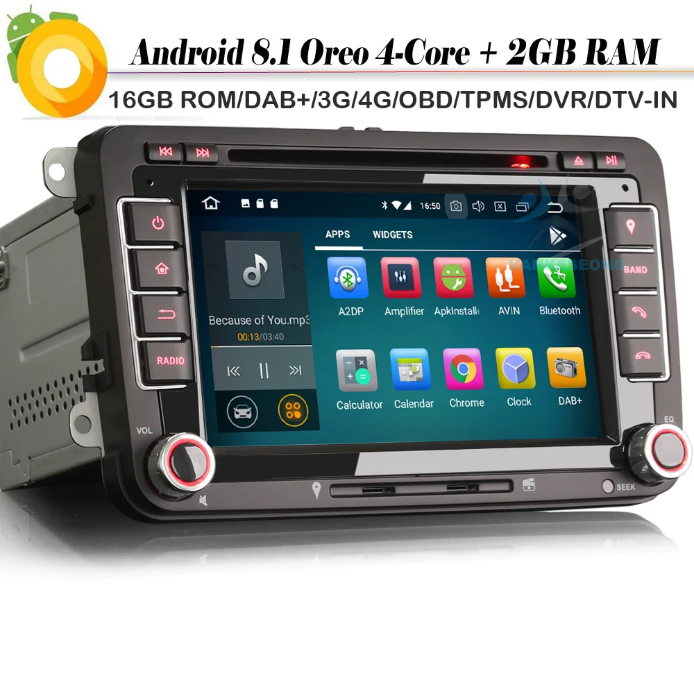 Четырехъядерный Android 8 1 Авторадио DAB + автомобильный стерео WiFi радио DVD BT GPS Sat Nav для