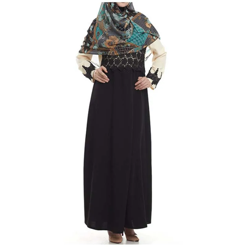 Мусульманское Для женщин с длинным рукавом платье-туника Макси Абаи Исламская