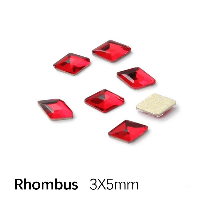 Rhombus 3X5mm Новинка! Стразы с плоской задней частью, красные кристаллы, 16 видов стилей камешки для дизайна ногтей для 3D ногтей, художественное индивидуальное украшение - Цвет: Rhombus 3X5mm