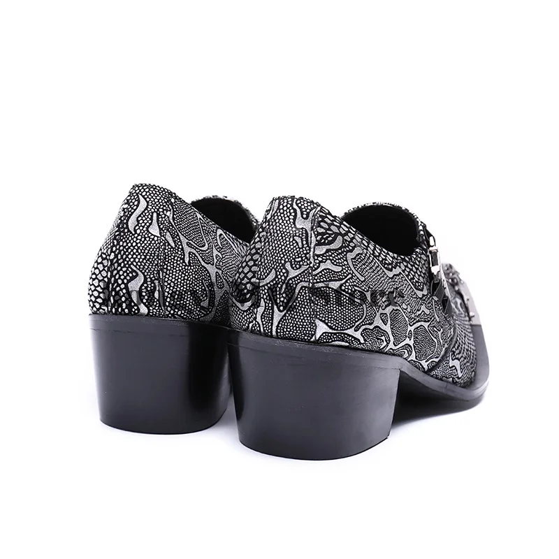 Мужская обувь с перфорацией типа броги из тисненой кожи металлическим острым