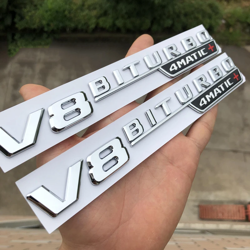 Глянцевый черный V8 BITRUBO 4matic + буквы эмблема на КРЫЛО боковой двойной турбо логотип