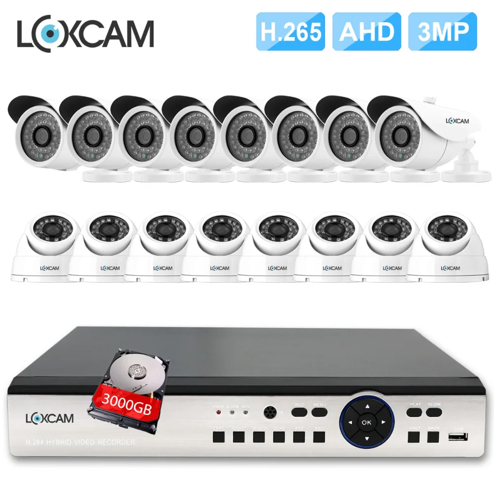 LOXCAM h.265 + 16CH 4MP AHD DVR 3g Wifi система видеонаблюдения 16 шт. супер 3MP 2048x1536p наружная