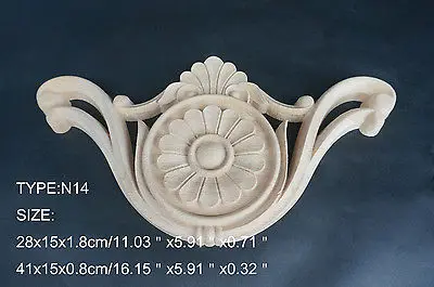 Длинная деревянная резная аппликация N14 28x15x1 8 см Неокрашенная рамка дверная