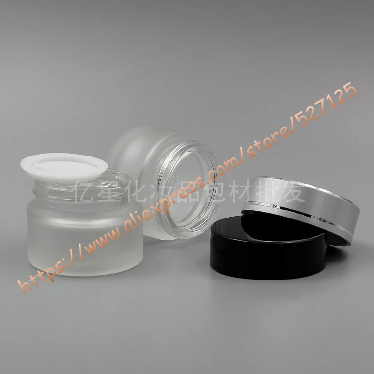 15 г прозрачная матовая стеклянная баночка для крема с черным/золотой/Матовая