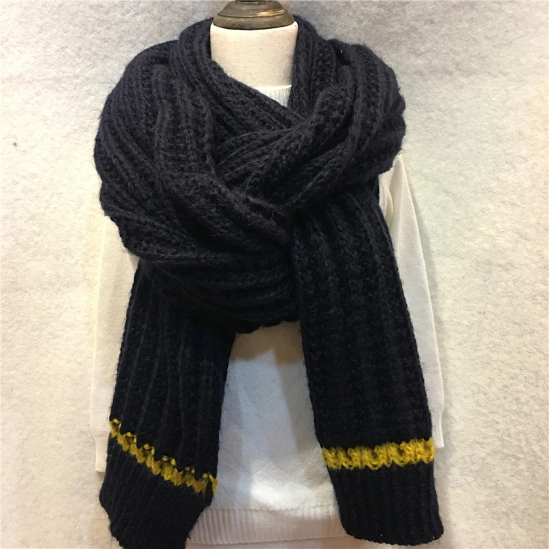 200x40cm Winter Handmade Scarf Cashmere Knitted Long And Wraps Women Super Chunky Unsex Solid Crochet Scarfs Shawl YG468 |