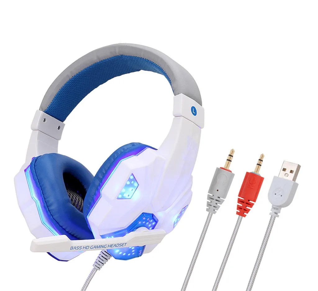 2019 USB проводной светодиодный 3 5 мм игровая гарнитура наушники с микрофоном для
