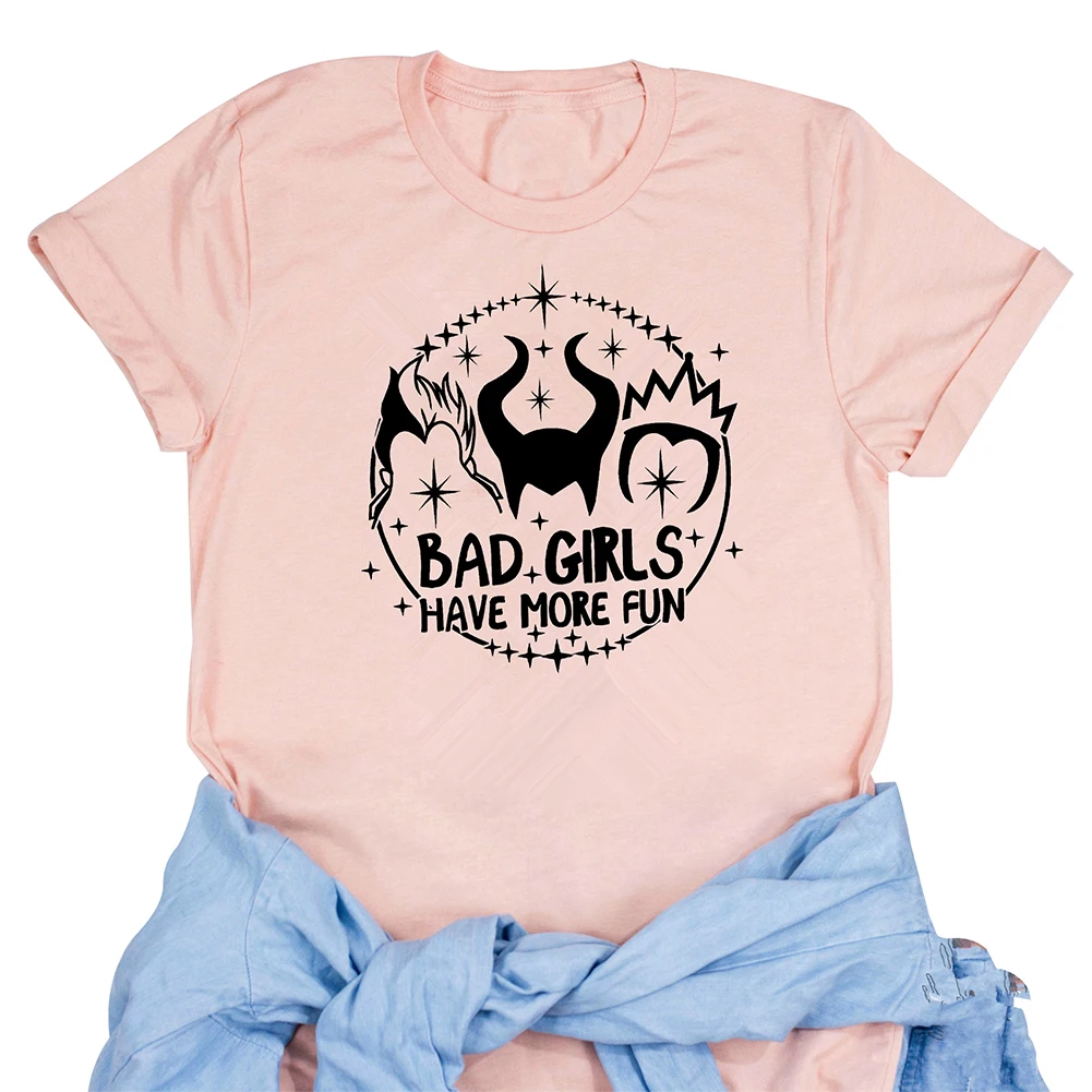 Готическая женская футболка с коротким рукавом, футболка с надписью «BAD GIRLS HAVE MORE FUN», топы с забавным графическим принтом, летняя модная футболка Tumblr
