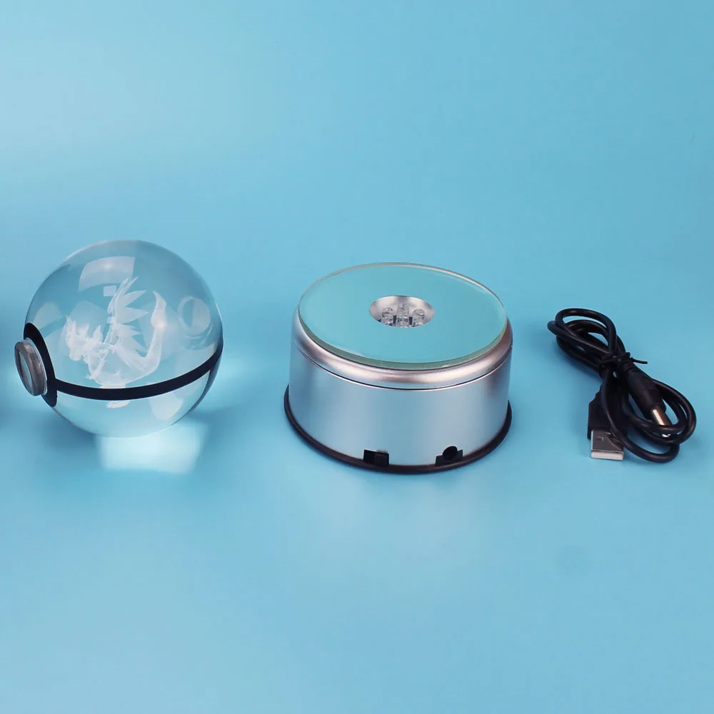 HUI YUAN Charizard X Pokeball 8CM Diameter Crystal Ball 3D LED Novelty Light USB AA Battery Decorative Glass | Освещение