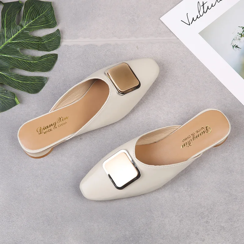 2019 summer new Korean version of Baotou shoes women's fashion wild net red half slippers | Обувь