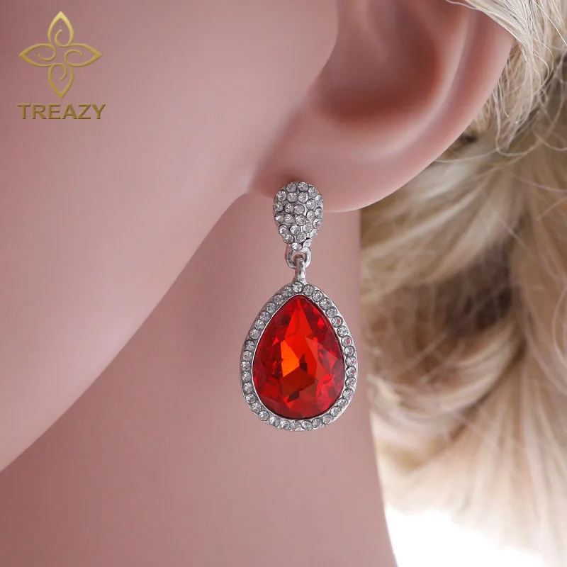 TREAZY, королевский синий кристалл, свадебные Висячие серьги для женщин, свадебные серьги в форме капли, модные свадебные ювелирные аксессуары для выпускного вечера