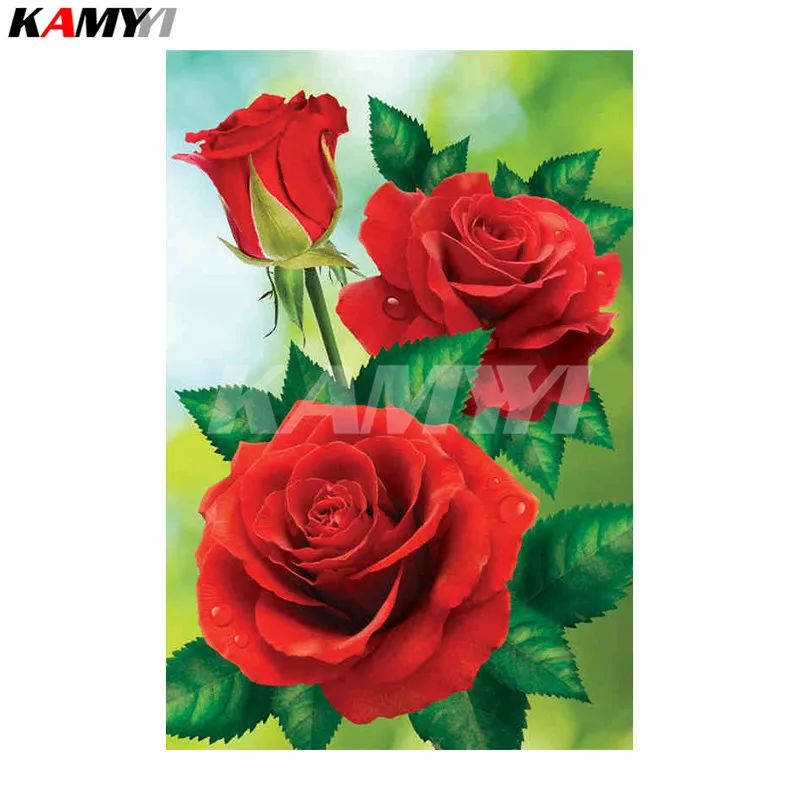 5D круглая алмазная живопись Набор для вышивки крестом красная Роза картина