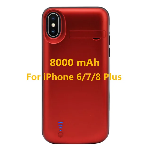 Red For 6 7 8 Plus Для iPhone X/iPhone Xs Портативный Батарея Зарядное устройство чехол для iPhone 6 Plus/6s/iPhone 7 Plus/8 резервного копирования Мощность Bank пакет для iPhone 6s/7/8 Plus Батарея чехол - Цвет: Red For 6 7 8 Plus