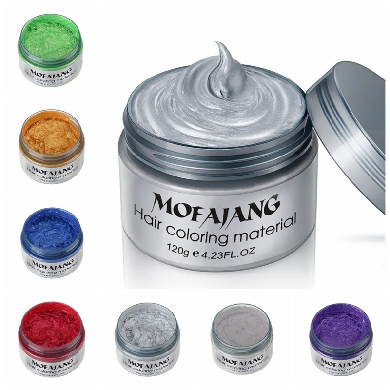 

Mofajang 7 colors Disposable hair Color Wax Dye one-time molding paste Sliver Grandma Green Hair Dye Wax Mud Cream 120g