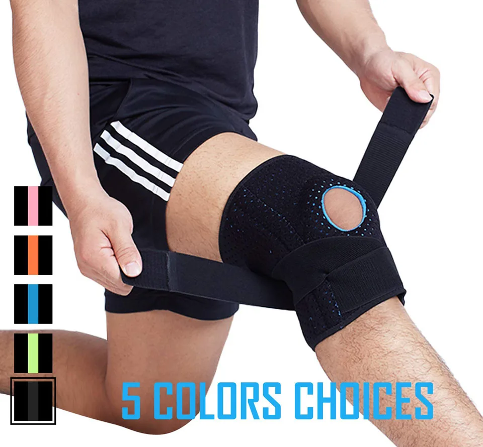 Black AOLIKES 1 шт. наколенники Coolfit быстросохнущие силикагель 4 пружины спортивные наколенники отверстие наколенники протектор - Цвет: Black