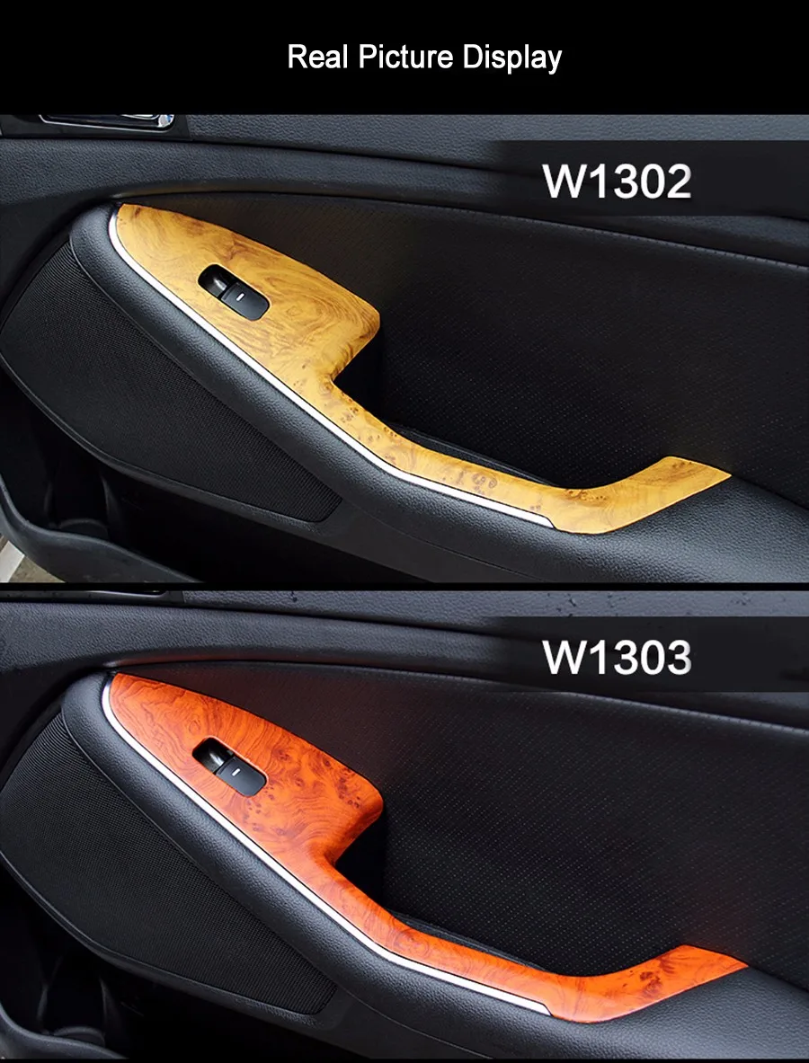 

2 Pieces 100*30cm Automobiles Safe Door Central Control Panel Sticker Wood Grain Waterproof Change Color DIY Styling Wrap Roll