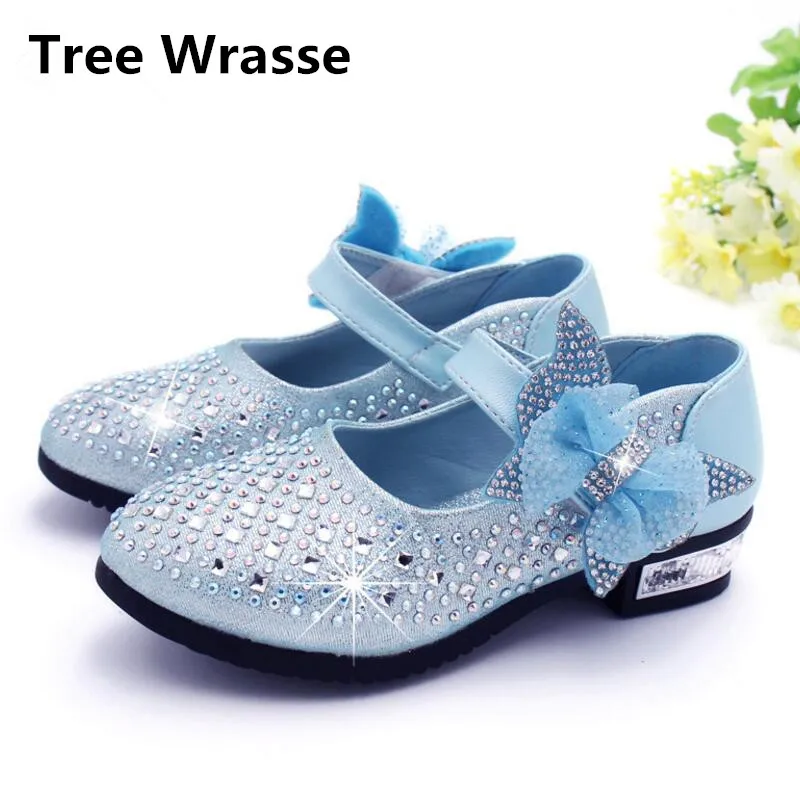 Повседневная обувь для маленьких принцесс детская кожаная на низком каблуке со