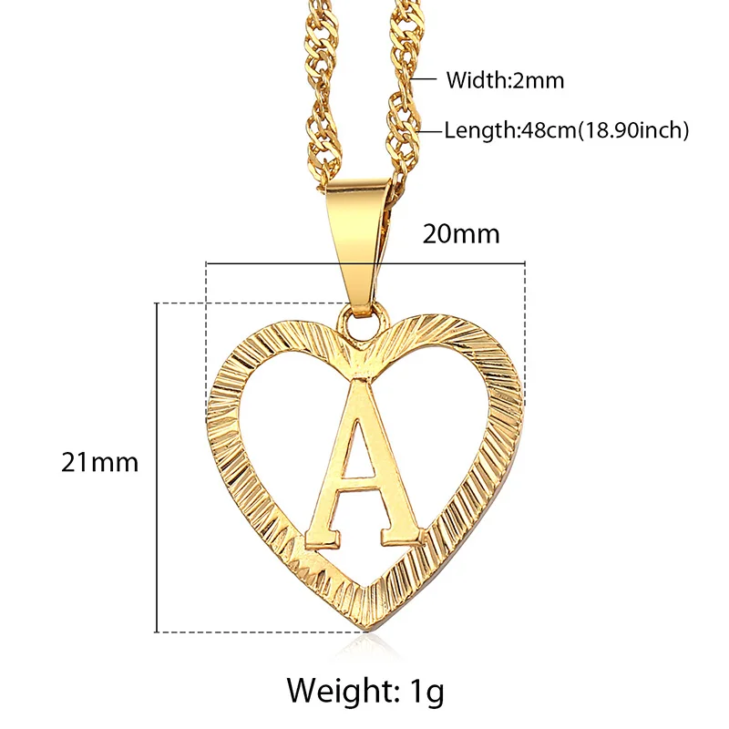 

Alphabet Charm Heart Pendant Necklace A-Z Initial Letter Pendant Gold Color Women Girl Jewelry Gift Amazing Price GP373