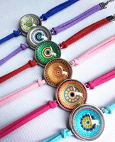 24pcslot new design indian henna bracelets mandala flower art glass round dome bracelet zen vintage bangle hand chain