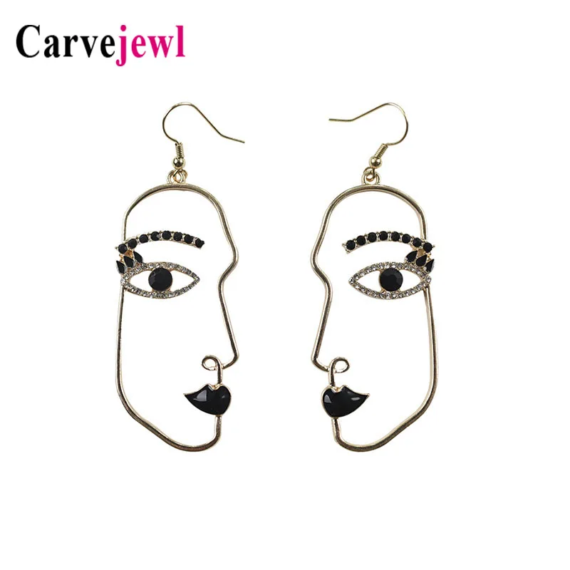 Женские ажурные серьги Carvejewl абстрактные и стильные овальные с вырезами для лица