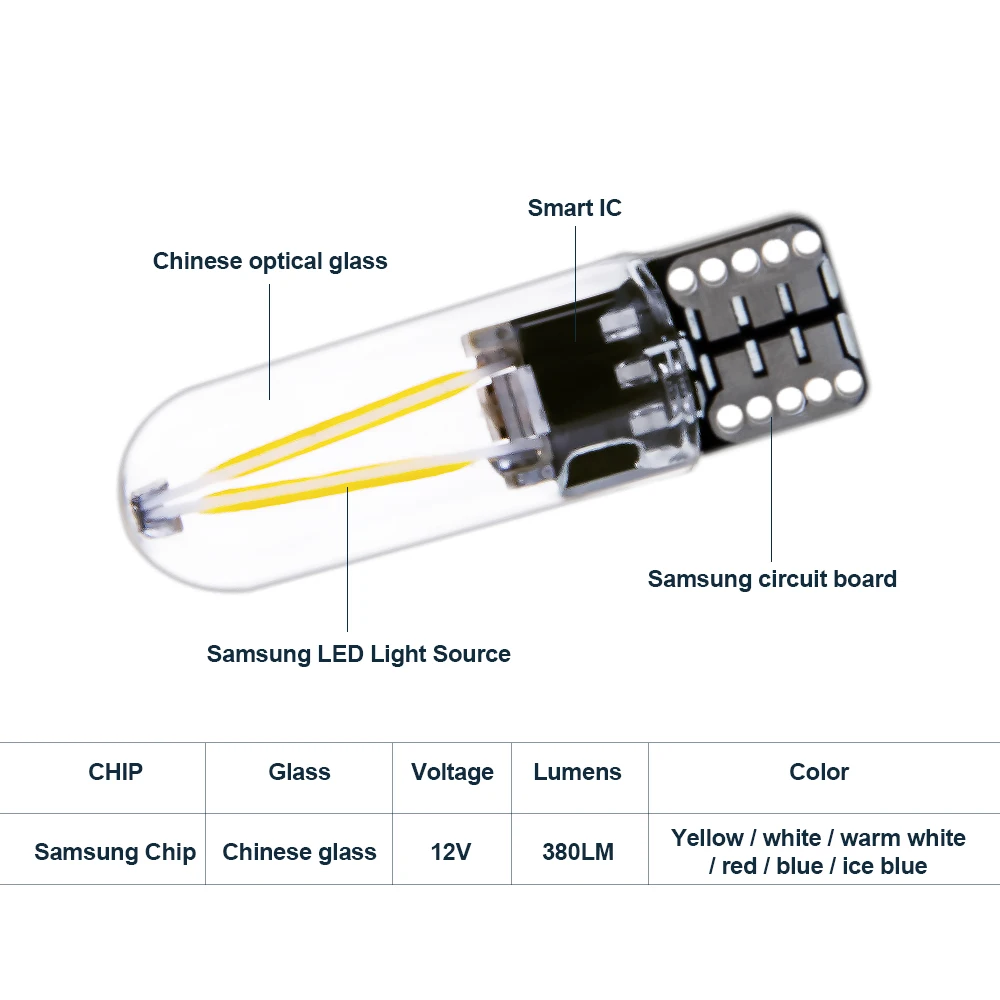 2x LED t10 w5w motorcylce light led filament car motor scooter clearance license plate instrument lamp parking bulb 12V ambient |